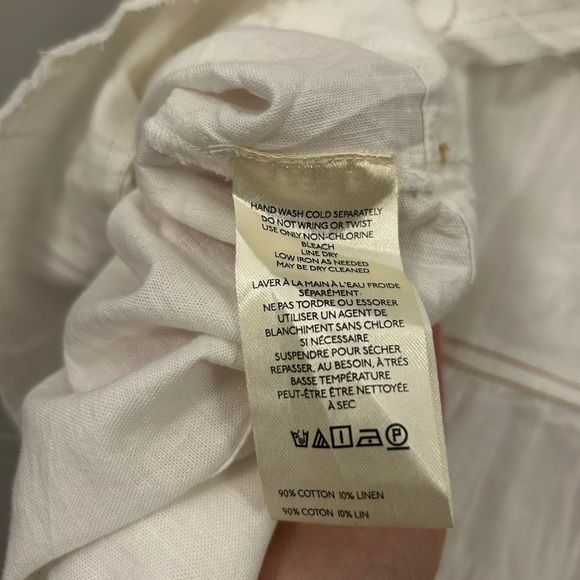 Anthropologie Pilcro Ruffle Neck Linen Swing Blouse Cream Size XS NWT - Picture 10 of 10